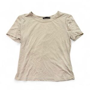 Women's Beige T-Shirt Zara women size small new